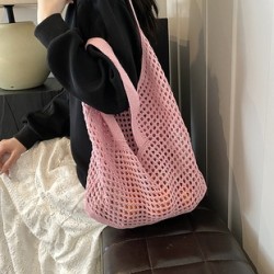 Mujeres Medio Tejer Color Sólido Básico Estilo Clásico Hueco Cuadrado Abierto Bolsas De Hombro