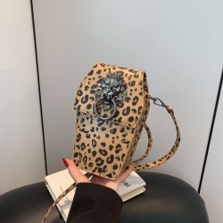 Mujeres Medio Cuero Sintético Leopardo Ropa De Calle Cuadrado Hebilla Magnética Bolso Bandolera