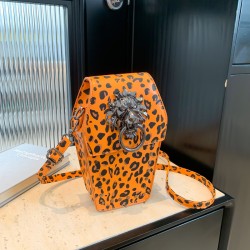 Mujeres Medio Cuero Sintético Leopardo Ropa De Calle Cuadrado Hebilla Magnética Bolso Bandolera