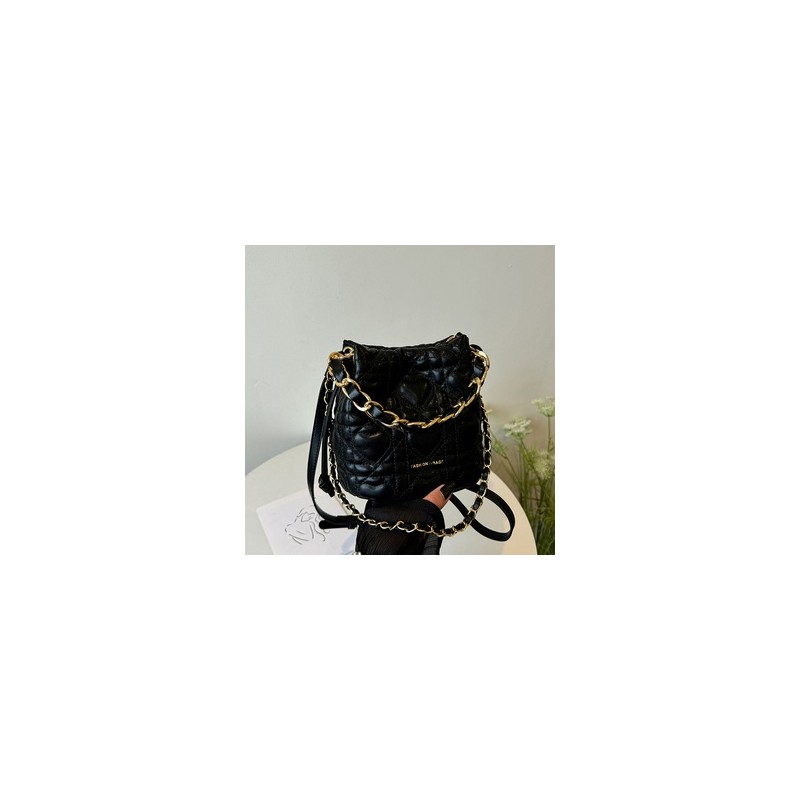 Mujeres Medio Cuero Sintético Color Sólido Estilo Clásico Hilo De Coser Balde Hebilla Magnética Bolso Bandolera