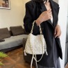 Mujeres Medio Cuero Sintético Color Sólido Estilo Clásico Hilo De Coser Balde Hebilla Magnética Bolso Bandolera