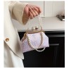 Mujeres Medio Cuero Sintético Color Sólido Elegante Estilo Vintage Lentejuelas Cascarón cerrar Bolso De Noche