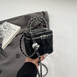 Mujeres Pequeña Cuero Sintético Color Sólido Lingge Ropa De Calle Cuadrado Cremallera Bolso Bandolera