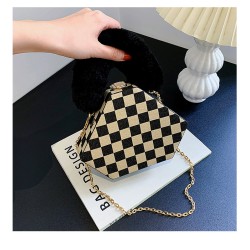 Mujeres Medio Cuero Sintético Geométrico Estilo Vintage Estilo Clásico Cuadrado Cremallera Bolso