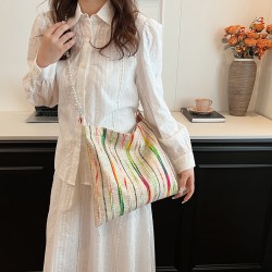 Mujeres Medio Lienzo Bloque De Color Básico Estilo Clásico Cuadrado Cremallera Bolsas De Hombro