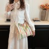 Mujeres Medio Lienzo Bloque De Color Básico Estilo Clásico Cuadrado Cremallera Bolsas De Hombro