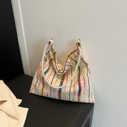 Mujeres Medio Lienzo Bloque De Color Básico Estilo Clásico Cuadrado Cremallera Bolsas De Hombro