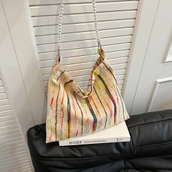Mujeres Medio Lienzo Bloque De Color Básico Estilo Clásico Cuadrado Cremallera Bolsas De Hombro