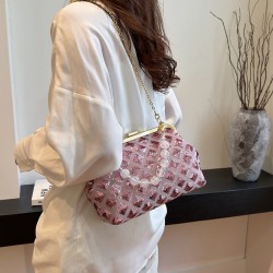 Mujeres Medio Lentejuela Color Sólido Lingge Elegante Estilo Clásico Lentejuelas Cuadrado Marco de Cierre Bolso Bandolera