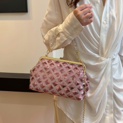 Mujeres Medio Lentejuela Color Sólido Lingge Elegante Estilo Clásico Lentejuelas Cuadrado Marco de Cierre Bolso Bandolera