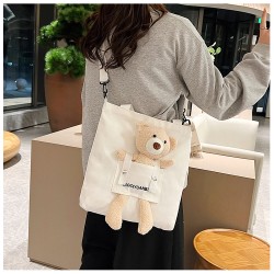 Mujeres Medio Lienzo llevar Color Sólido Estilo Preppy Estilo Clásico Cuadrado Cremallera Bolsa De Lona