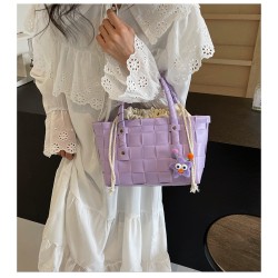 Mujeres Medio Cuero Sintético Color Sólido Básico Estilo Clásico Cuadrado Cuerda Bolso