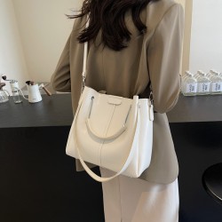Mujeres Medio Cuero Sintético Color Sólido Básico Estilo Clásico Hilo De Coser Cuadrado Cremallera Bolso De Mano