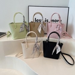 Mujeres Medio Cuero Sintético Color Sólido Básico Estilo Clásico Balde Cremallera Bolso Cubo