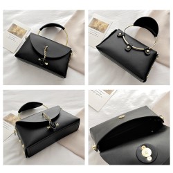 Mujeres Medio Cuero Sintético Color Sólido Elegante Estilo Vintage Cuadrado Hebilla Magnética Bolso Bandolera