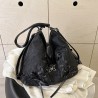 Mujeres Medio Cuero Sintético Color Sólido Ropa De Calle Cuadrado Cremallera Bolso De Mano