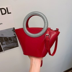 Mujeres Medio Cuero Sintético Color Sólido Estilo Vintage Estilo Clásico Balde Cremallera Bolso Bandolera