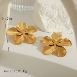 1 Par Básico Exagerado Estilo Clásico Flor Enchapado Acero inoxidable 304 Perlas Artificiales Circón chapados en oro de 18k Pend