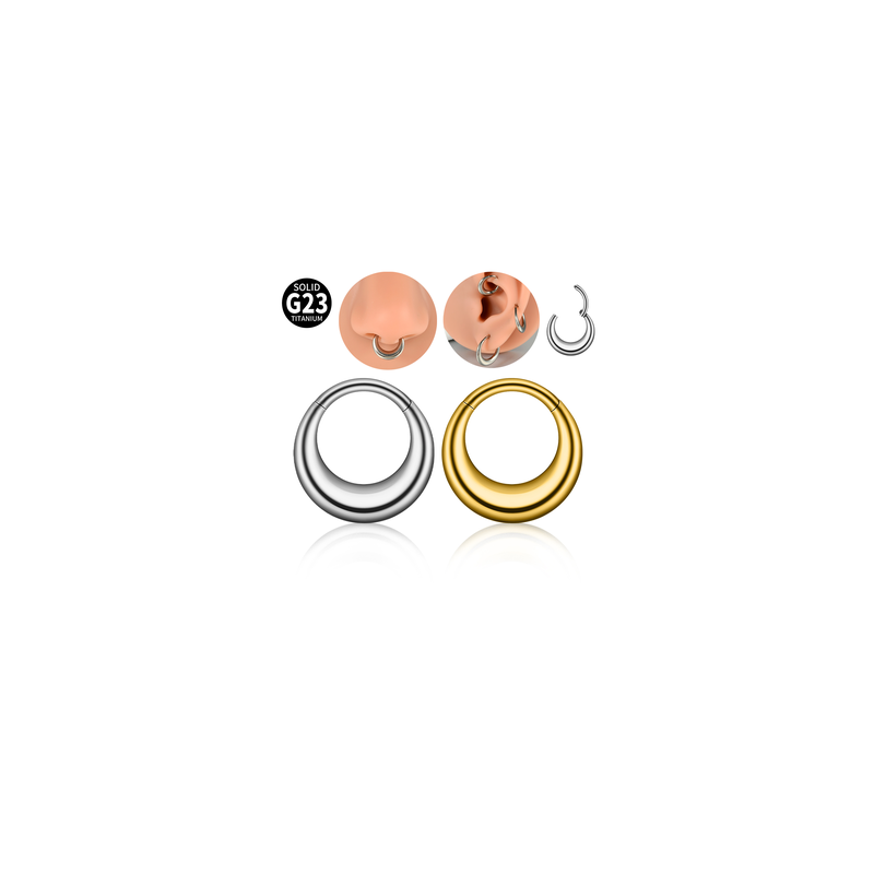 1 Pieza Anillos En La Nariz Casual Tropical Oval Aleación de titanio G23 Pulido Enchapado Ahuecar chapados en oro de 18k