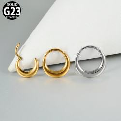 1 Pieza Anillos En La Nariz Casual Tropical Oval Aleación de titanio G23 Pulido Enchapado Ahuecar chapados en oro de 18k