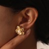 1 Par Estilo Vintage Dulce Estilo Simple Flor Embutido Acero Inoxidable 201 Perlas Artificiales Pendientes