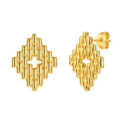 1 Par Estilo IG Estilo francés Rombo Trenza Acero Inoxidable 201 chapados en oro de 18k Pendientes