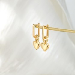 1 Par Elegante Estilo Simple Forma De Corazón Latón Chapado En Oro De 14 Quilates. Pendientes De Gota