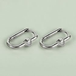 1 Par Estilo Simple Brillante Forma De U Pulido Enchapado Embutido Acero inoxidable 304 Circón Aretes