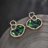 1 Par Elegante Señora Geométrico Enchapado Embutido Cobre Piedras Preciosas Artificiales chapados en oro de 18k Pendientes De Go