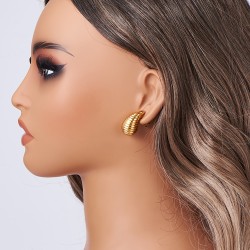 1 Par Casual Glamour Gotitas De Agua Pulido Acero inoxidable 304 Acero Chapado En Oro Pendientes