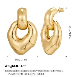 1 Par Elegante Geométrico Irregular Latón Chapado En Oro De 14 Quilates. Pendientes De Gota