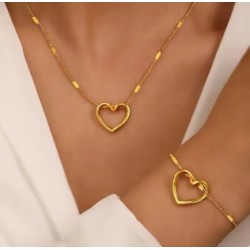 Joyería Al Por Mayor Elegante Forma De Corazón Acero inoxidable 304 chapados en oro de 18k Ahuecar Collar Colgante