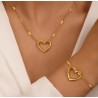 Joyería Al Por Mayor Elegante Forma De Corazón Acero inoxidable 304 chapados en oro de 18k Ahuecar Collar Colgante