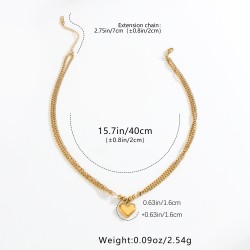 Joyería Al Por Mayor Elegante Lujoso Forma De Corazón Acero inoxidable 304 Chapado En Oro En Capas Enchapado Collar Colgante