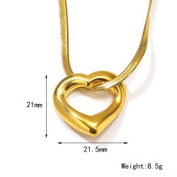 Joyería Al Por Mayor Básico Señora Estilo Clásico Forma De Corazón Acero Titanio chapados en oro de 18k Enchapado Collar Colgant