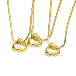 Joyería Al Por Mayor Básico Señora Estilo Clásico Forma De Corazón Acero Titanio chapados en oro de 18k Enchapado Collar Colgant