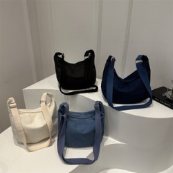 Mujeres Lienzo Color Sólido Estilo Preppy Cuadrado Cremallera Bolsas De Hombro Bolso Bandolera