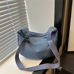 Mujeres Lienzo Color Sólido Estilo Preppy Cuadrado Cremallera Bolsas De Hombro Bolso Bandolera