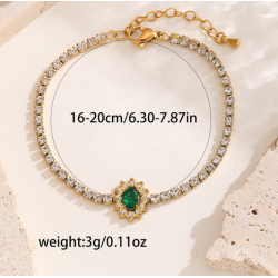 Elegante Señora Ropa De Calle Oval Forma De Corazón Acero Titanio chapados en oro de 18k Cristal Artificial Pulsera Al Mayoreo