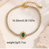 Elegante Señora Ropa De Calle Oval Forma De Corazón Acero Titanio chapados en oro de 18k Cristal Artificial Pulsera Al Mayoreo