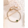 Elegante Ropa De Calle Ronda Cuadrado Acero Titanio chapados en oro de 18k Cristal Artificial Pulsera Al Mayoreo