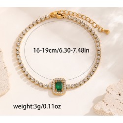 Elegante Ropa De Calle Ronda Cuadrado Acero Titanio chapados en oro de 18k Cristal Artificial Pulsera Al Mayoreo