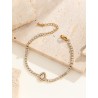 Elegante Ropa De Calle Ronda Cuadrado Acero Titanio chapados en oro de 18k Cristal Artificial Pulsera Al Mayoreo