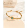 Elegante Ropa De Calle Humano Floral Ditsy Mariposa Acero Titanio chapados en oro de 18k Turquesa Pulsera Al Mayoreo