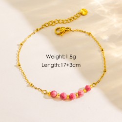 Elegante Infinidad Forma De Corazón Color Sólido Acero inoxidable 304 Piedras Preciosas Artificiales Pulsera Al Mayoreo