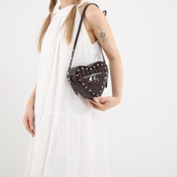 Mujeres Medio Cuero Sintético Color Sólido Cocodrilo Punk Ropa De Calle Hilo De Coser En Forma De Corazon Cremallera Bolso Bando