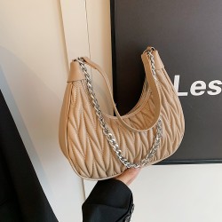 Mujeres Medio Cuero Sintético Color Sólido Estilo Clásico Hilo De Coser Forma De Almohada Cremallera Bolso Bandolera