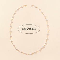 1 collar de oro/plata de perlas artificiales de circón transparente Y elegante cadena de palabras para fiesta de mujeres joyería