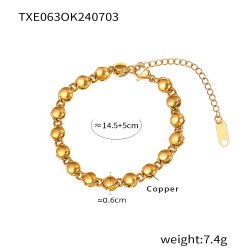 Cobre chapados en oro de 18k Ronda Color Sólido Pulsera Collar