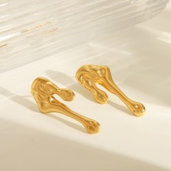 1 Par Estilo francés Estilo Simple Geométrico Acero inoxidable 304 chapados en oro de 18k Pendientes